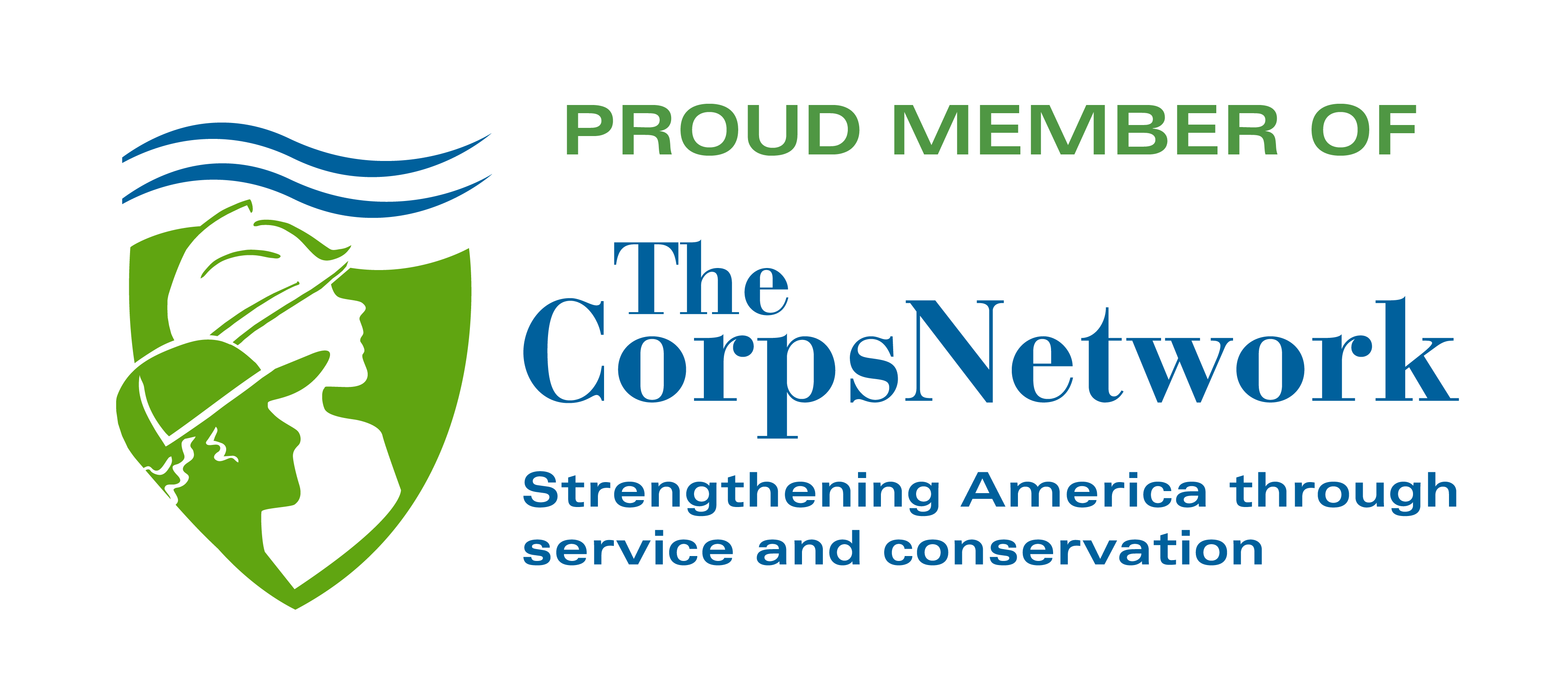 The Corps Network logo. Reads: Proud member of The Corps Network, strengthening America through service and conservation.