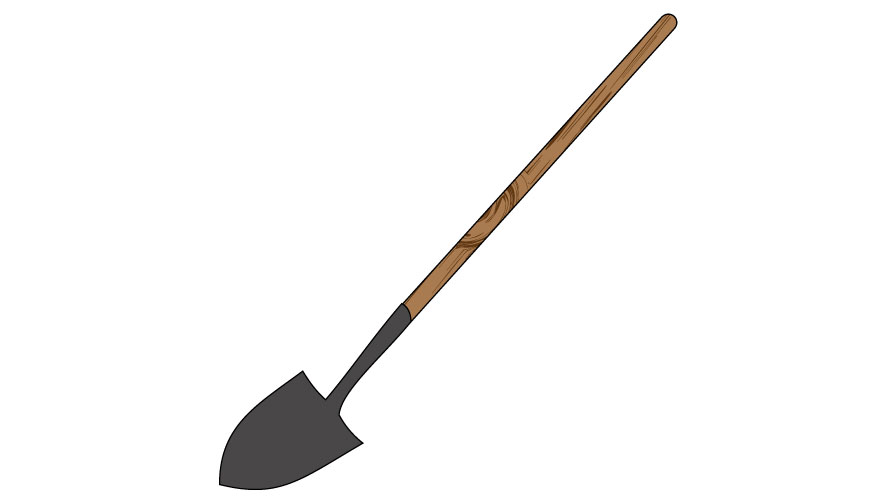 Graphic of an R-5 shovel. It looks much like a normal round-headed shovel, but with sharpened sides.