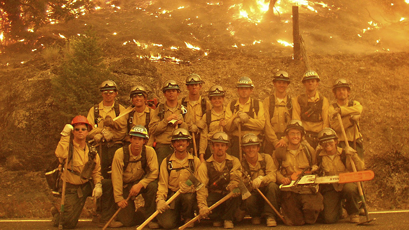 Firefighting crew posing for a photo.