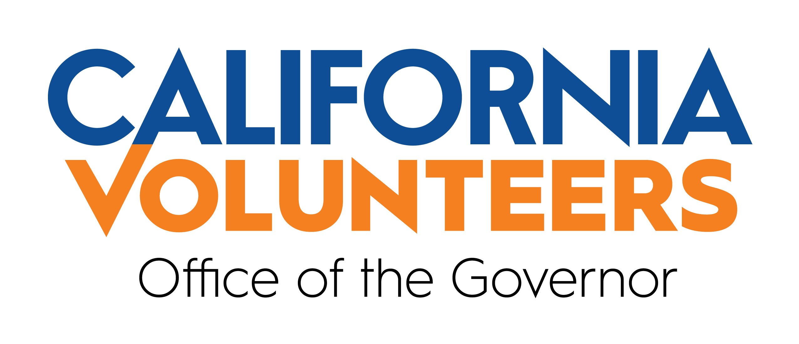 California Volunteers logo. Logo is only text, reading California Volunteers, Office of the Governor