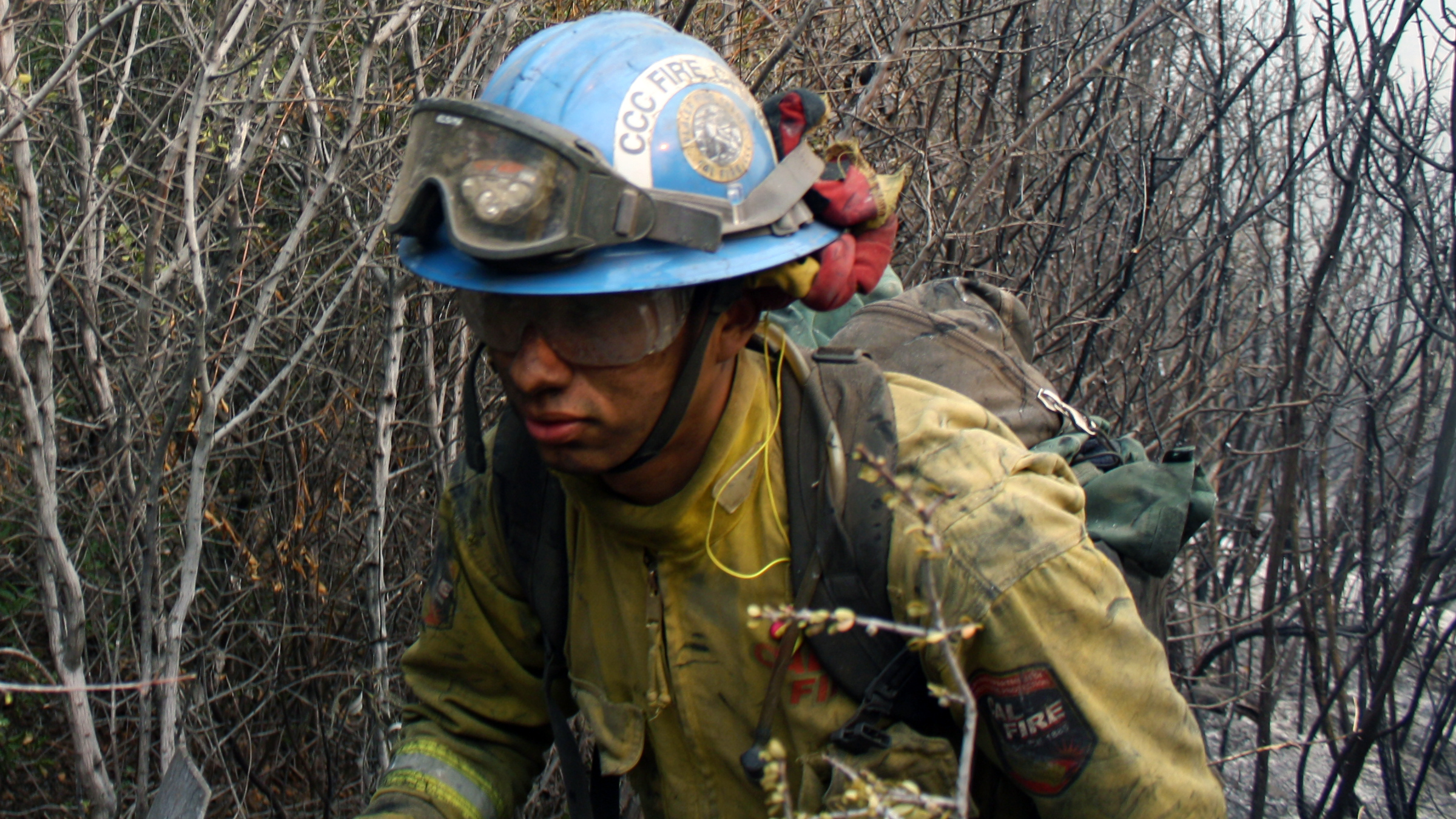 image Corpsmember hiking at fire