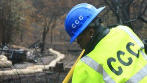 image Corpsmembers doing flood control work in Paradise, CA