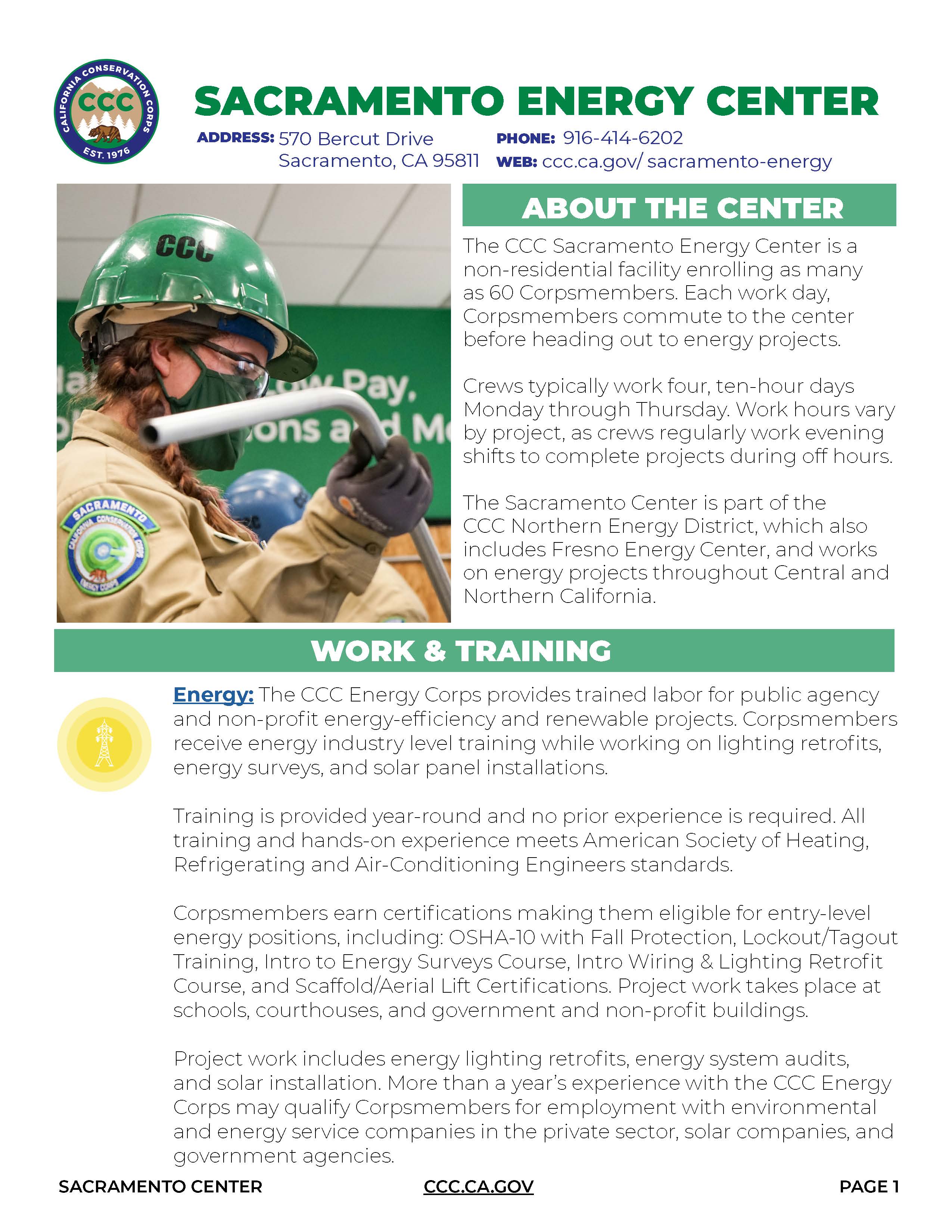 Image of Sacramento Energy Center Fact Sheet
