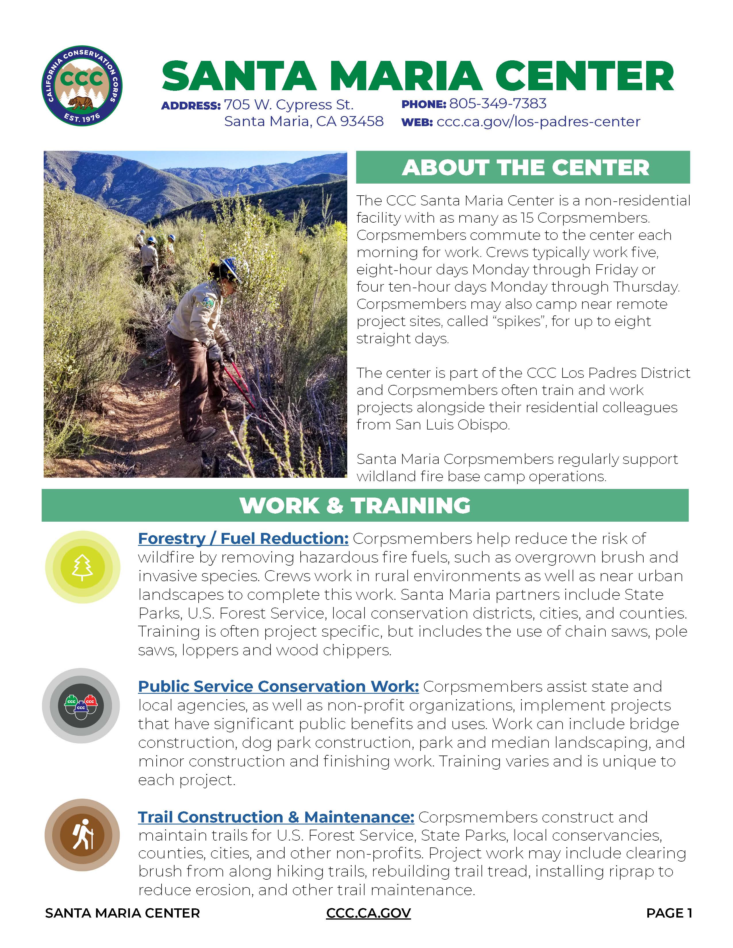 Image of Santa Maria Center Fact Sheet