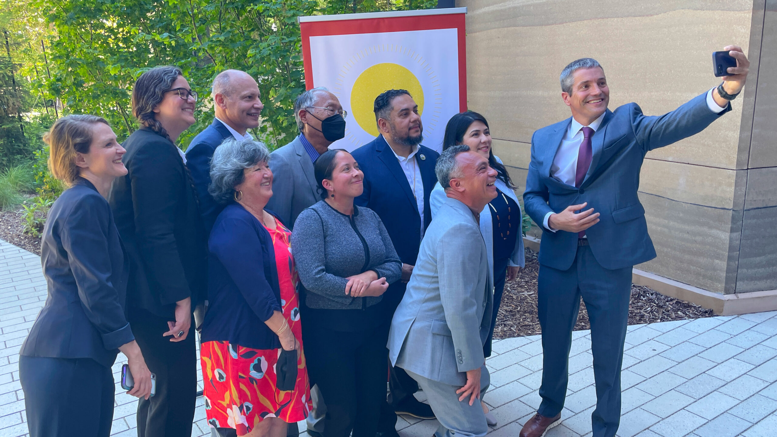 secretary crowfoot takes selfie with tribal corps leaders and stakeholders at kickoff event