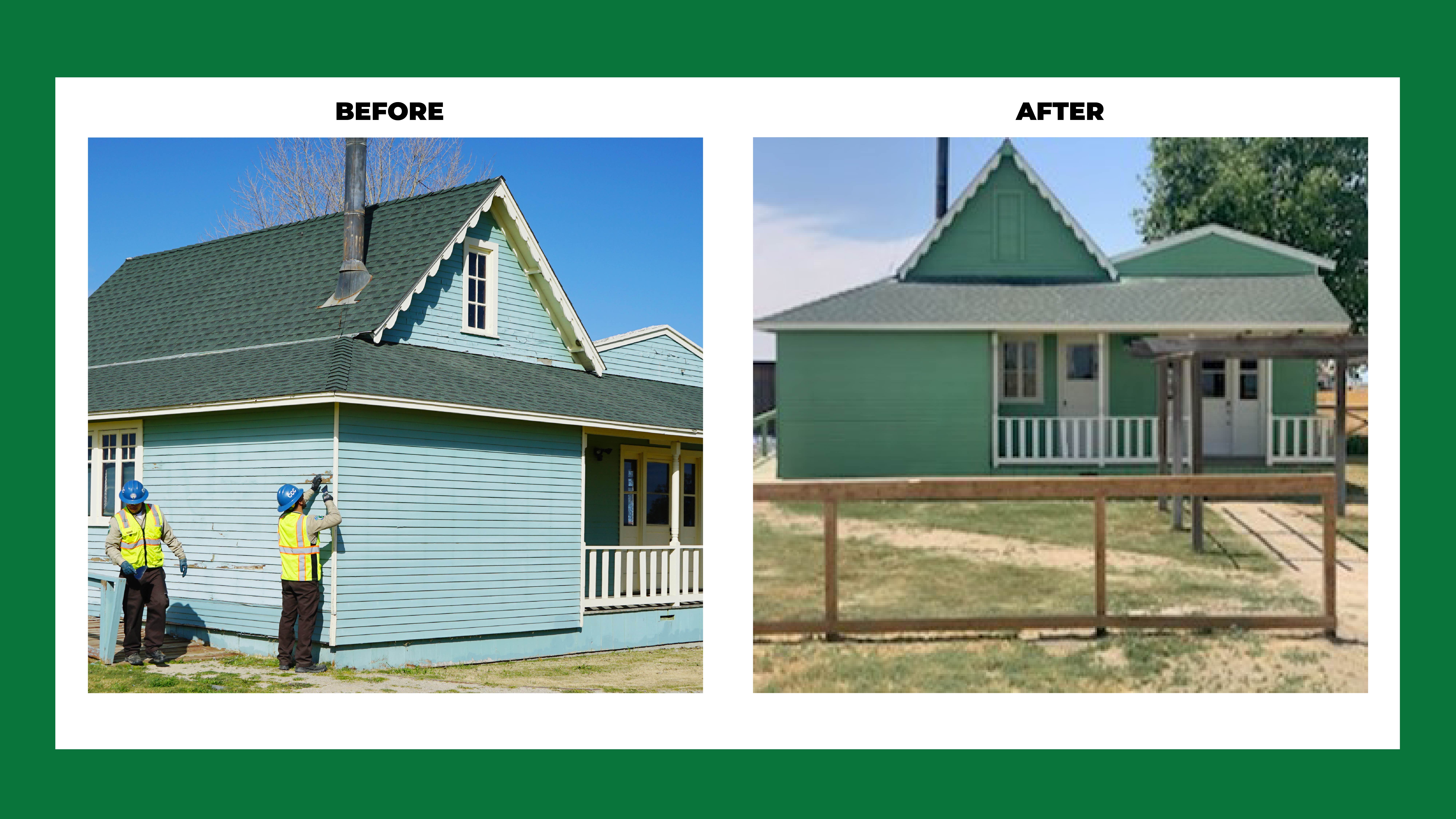Allensworth House before and after restoration
