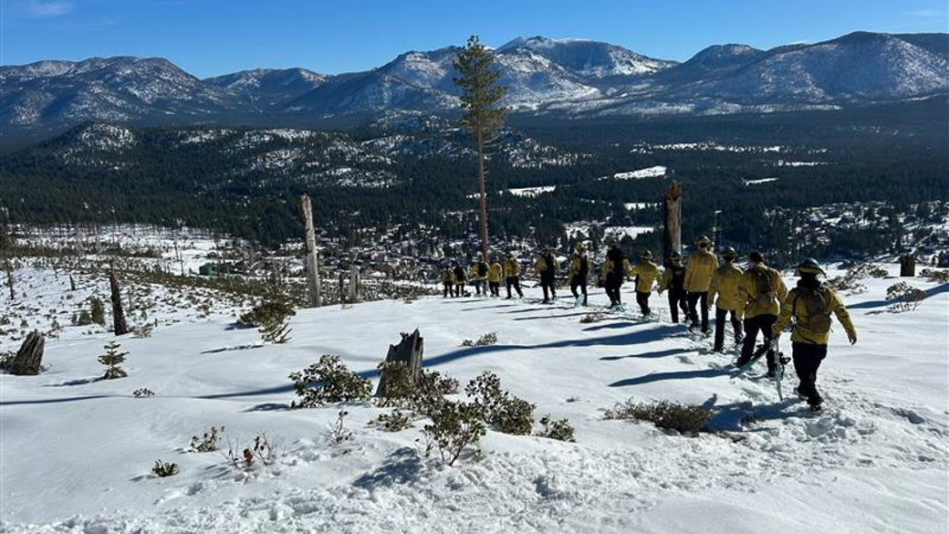 CCC Tahoe's fire crew hikes along Angora Ridge in Lake Tahoe.