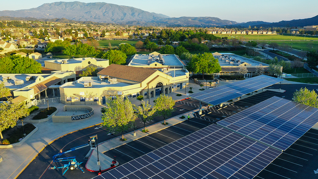 aerial view of temecula middle school and parking lot