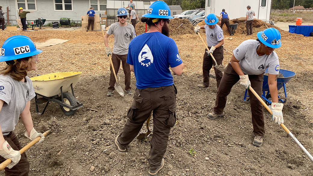 WSP Corpsmembers with hand tools. 