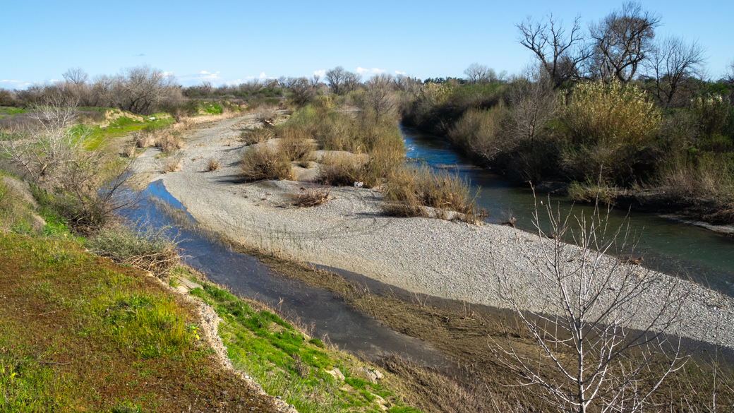 Cache Creek flowing near the Haller Muller Restoration Area.