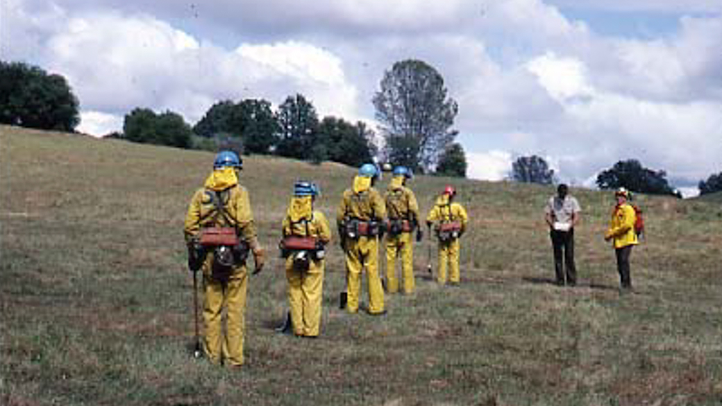 Corpsmembers participate in wildland firefighting training in Jamestown. 