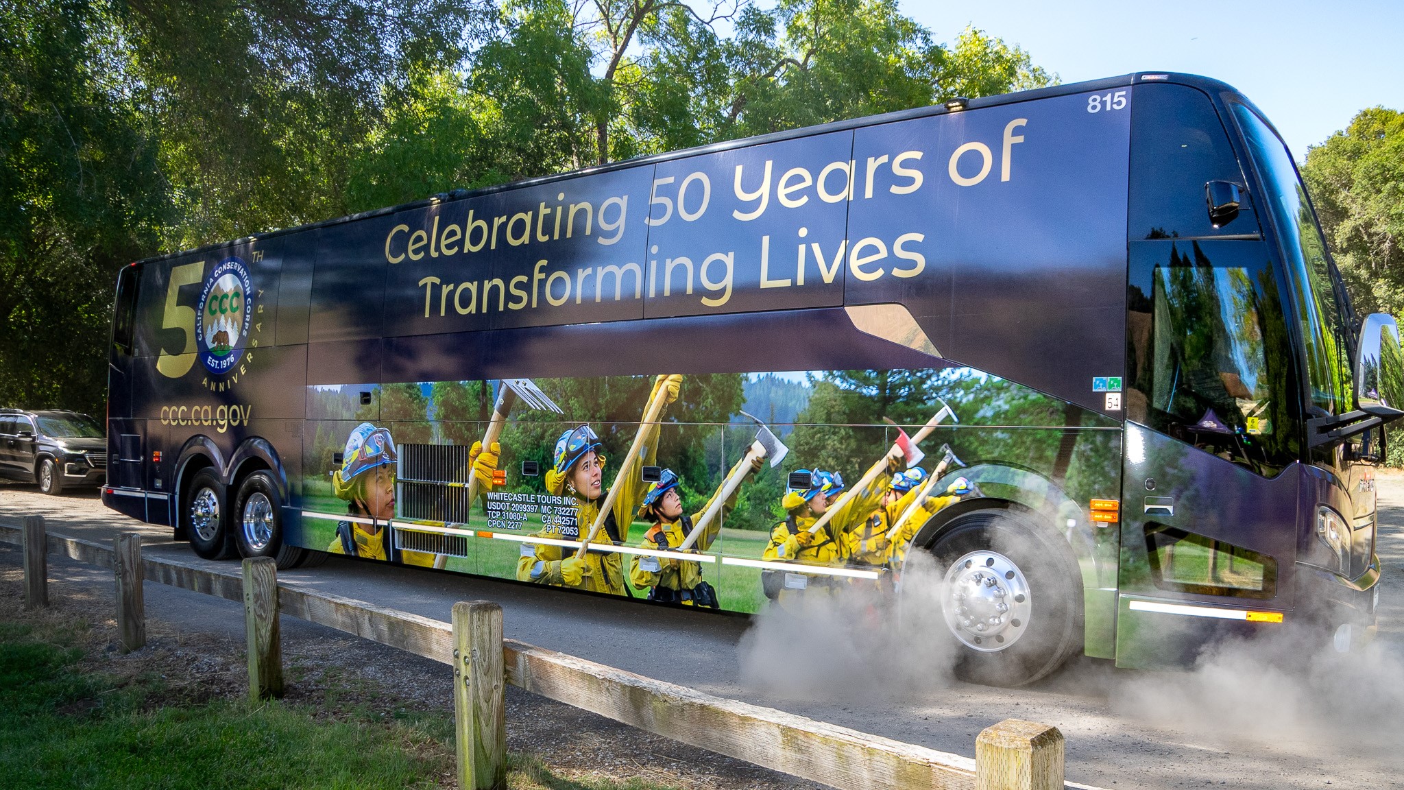 The CCC Bus tours across California. 