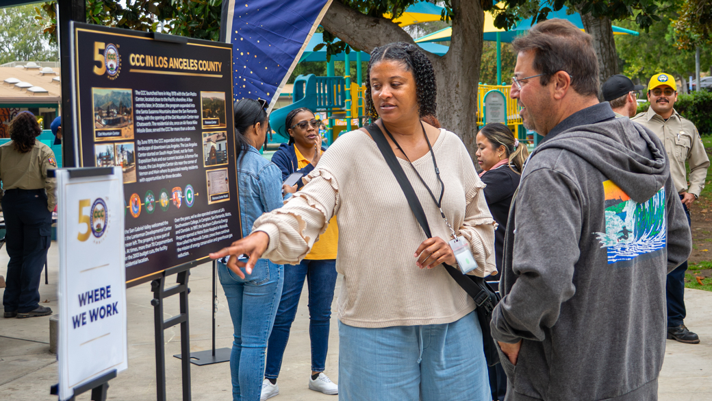 CCC supporters read about the projects Corpsmembers have completed in the greater Los Angeles area. 