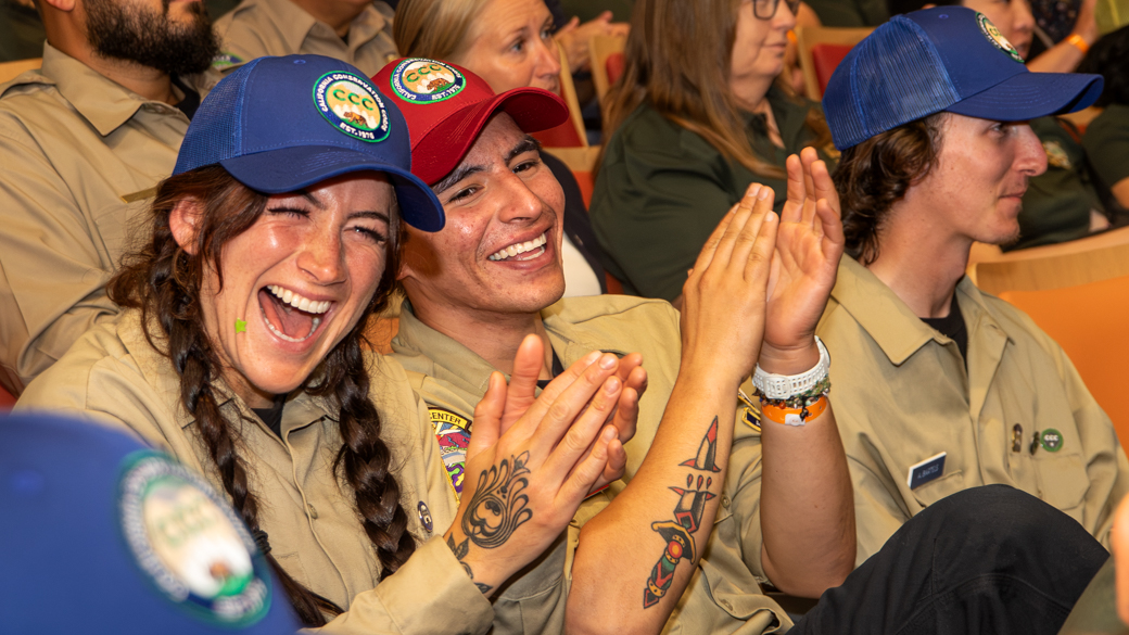 Corpsmembers clap enthusiastically during CCC's Golden Anniversary.